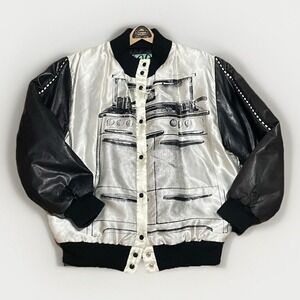 Vintage pop art satin‎ bomber jacket Puffy puffer Nylon Cindy Owens Designs Radd